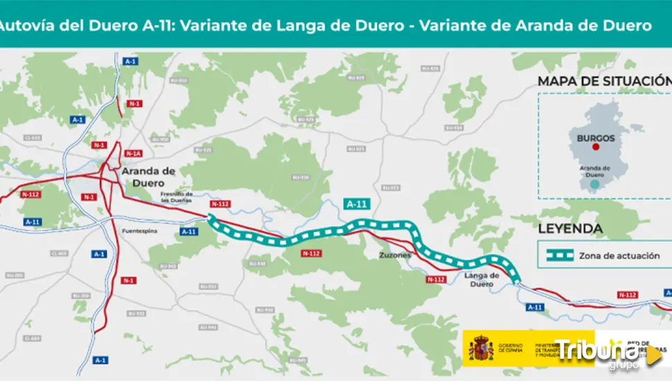 Transportes adjudica por 180 millones el tramo de la A-11 entre Langa y Aranda de Duero 